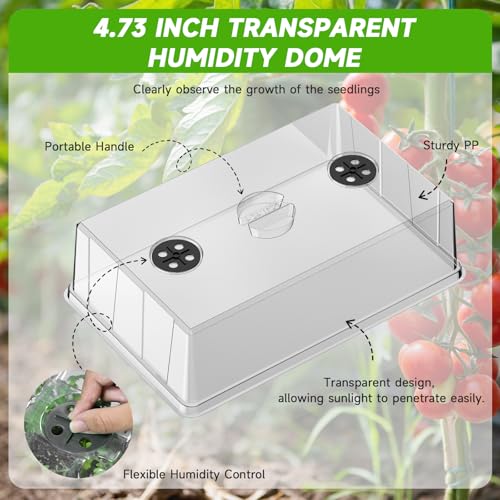 Seed Starter Tray, Gardening Plant Grow Trays Kit for Seedling, Germination Trays with 4.72 Inch High Humidity Domes，Large Growing Space & Better Air Flow for Seed Starting, Mini Greenhouse, 3PCS - view 3