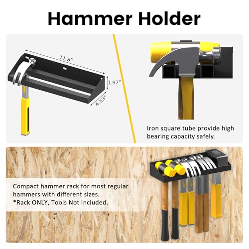 Wall Mount Hand Tool Storage Set, Screwdriver Organizer, Pliers Holder, Hammer Rack, Metal Hardware Tray for Garage Workshop Workbench - 4 Pack - view 4
