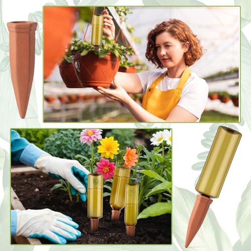 12 Pcs Terracotta Watering Spikes Plant Bottles, 17oz 25oz 34oz - view 7