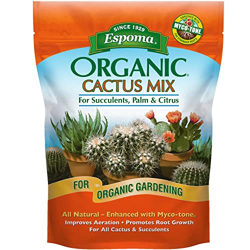 Organic Cactus Potting Soil Mix, Natural & Organic Soil for Cactus, Succulent, Palm, and Citrus Grown in containers Both Indoors and Outdoors, 4 qt, Pack of 2