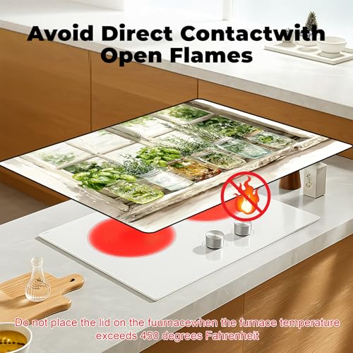 Silicone Glass Stove Top Cover- Mat for Electric Stove Protector with Anti-Slip Rubber Coating XL Dish Drying Mats Scratch-Resistant (Green Plants, 30" x 21") - view 3