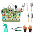 Garden Tool Set, 9 Pcs Heavy Duty Stainless Steel Gardening Hand Tool, Yellow Garden Tool Bag Kit, Gardening Supplies Gifts for Women Men Mom Dad Gardener Beginner
