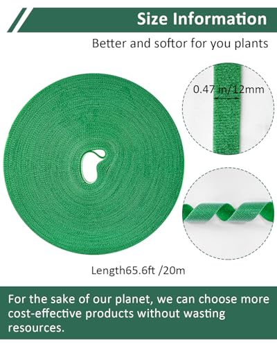 Plant Ties Garden Tape, Reusable Adjustable Plant Clips for Climbing Plants, Green Nylon Self Adhesive Plant Twist Tie Strap to Support Gardening Plants (65.6 FT) - view 2