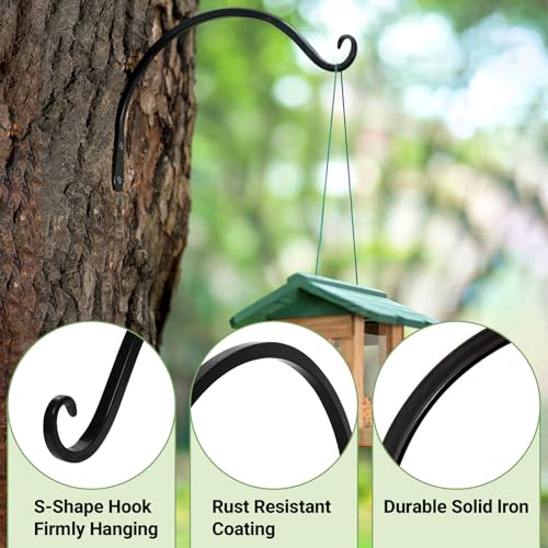 8 Inch Plant Hangers Hanging Plant Bracket Wall Post Hooks Indoor Outdoor for Flower Pot Basket, Bird Feeder, Wind Chime, Lanterns, 2 Pcs, Black - view 5