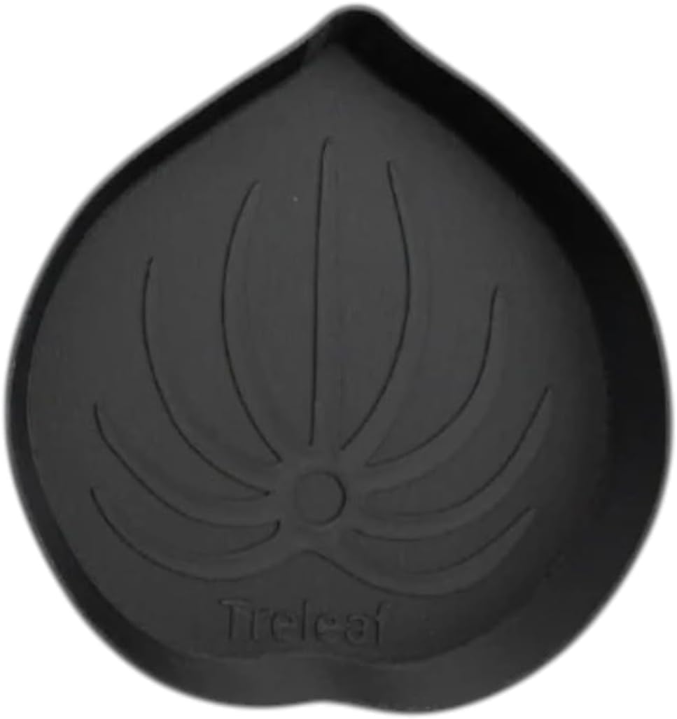 Mia Bottom Watering Plant Saucer – 10 inches Self-Watering Plant Tray for Indoor Plants, Leaf-Shaped Pot Saucer with Water Reservoir for Healthy Root Growth - Black