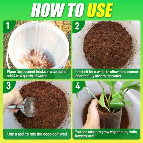 6 Pack Coco Coir Bricks for Plants 100% Organic Peat Moss - view 4
