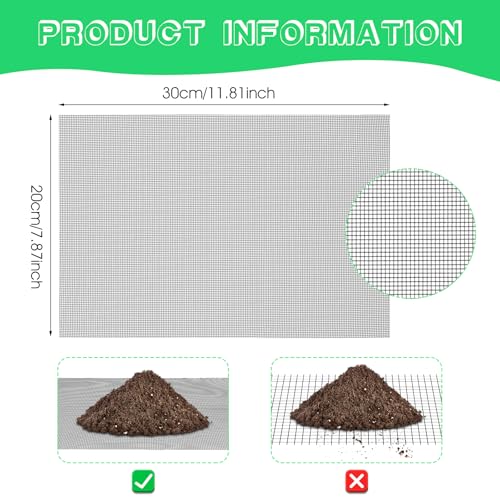 10pcs 11.8 X 7.8inch Flower Pot Hole Mesh Pad, Plastic Mesh Sheet, Keep Soil from Flowing Away,Bonsai DIY Drainage Netting Pot Bottom Grid Mat, Grey - view 2