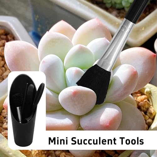 5Pcs Mini Succulent Tools Set, Plastic Garden Hand Tools Kit for Indoor Plant Care, Succulent Bonsai Miniature Garden Tool Set,Small Gardening Tools for Transplanting Digging Planting, Black - view 4