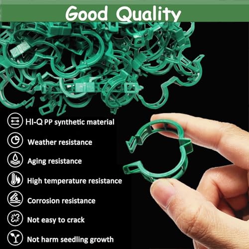 100pcs Plant Support Clips - Green Tomato Clips for String Trellis, Grape Vine Clips for Garden Netting Climbing Plants, Secured Plastic Plant Clip for Fixing Stem and Vine - view 5