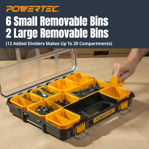 Small Parts Organizer & Tool Box – 20 Compartments, IP65 Water & Dust Protection, Stackable Storage with Interlocking Latch, Removable Bin, Divider, Clear Lid, Portable Design, 2PK (72366-P2) - view 3