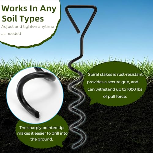 6 Pack Tree Stake Kit, Tree Straightening Kit for Leaning Tree, Spiral Trampoline Anchors High Wind Heavy Duty for Camping Tents, Car Ports, Swing Sets, Canopies, Sheds, 15.8 inches - view 4