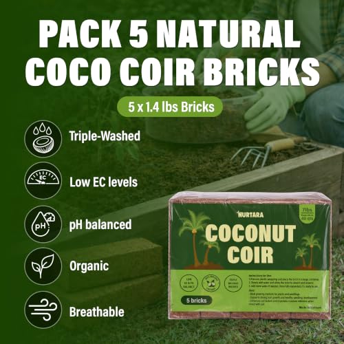 Coconut Coir Bricks, 5 Pack, 7lbs Coco Peat for Plants and Reptiles - view 3