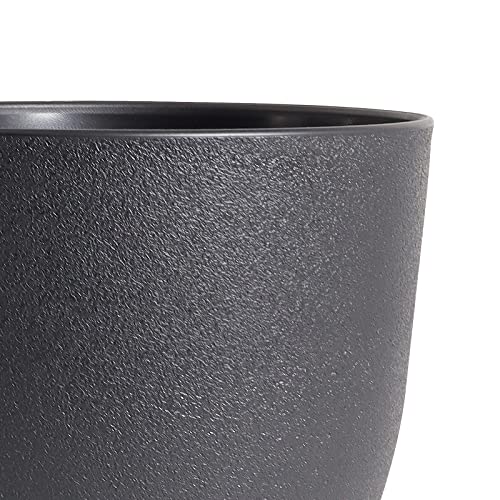Plant Pots 10/9/8 inch, Set of 3 Modern Decorative Plastic Planters with Drainage Holes and Saucers for House Plants Indoor Flowers Plants, Black - view 5