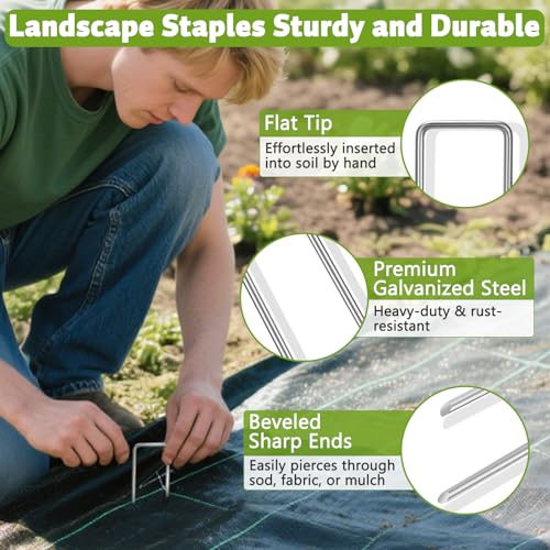 Heavy Duty 12 Inch Galvanized Landscape Staples Stakes, 15 25 50 100 Pack 8 Gauge Garden Metal Stakes, Ideal for Weed Barrier Stakes, Drip Irrigation Tubing, Landscape Fabric, Lawn(25, 12inch) - view 3