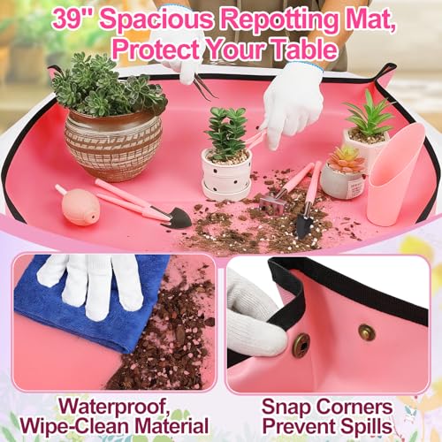 44pcs Small Gardening Tools Gifts for Women Beginners, Pink - view 2
