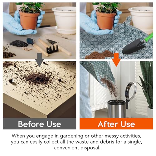 Heavy-Duty Waterproof – Indoor Plant Transplanting & Mess Control Mat, Thick Succulent Potting Tray for Soil Change, Spill-Proof Gardening & Pet Grooming Mat (S - 26.8"X26.8") - view 2