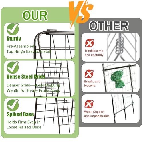 Heavy Duty 50"x17" Adjustable A-Frame Trellis for Climbing Plants – Rust-Proof Metal Garden Trellis with Dense Grid Design, Perfect for Raised Beds, Tomatoes, Cucumbers & Outdoor Vines (Black, 1 Pcs) - view 4