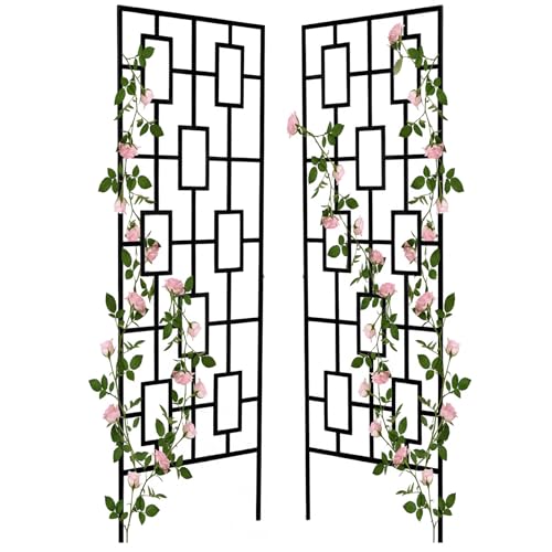 2 Pcs Garden Trellis 78x23 Inch Black Metal for Climbing Plants