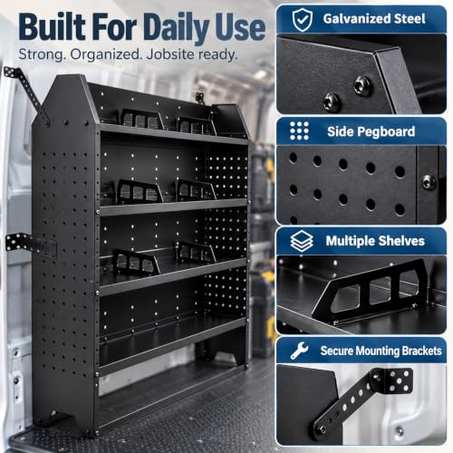 Van Shelving System, 52"x60"x13" Heavy Duty Storage Rack with 4 Shelves - view 2