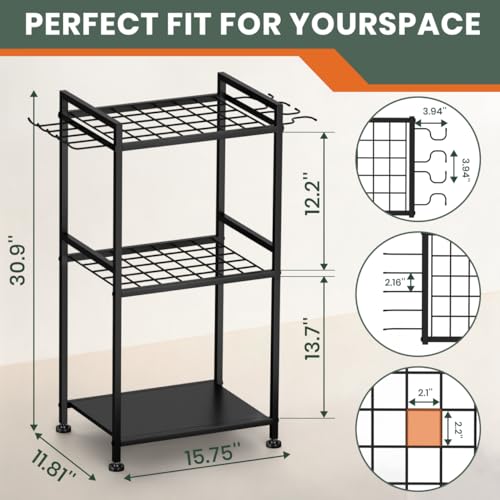 Garden Tool Organizer with Feet Up to 35 Long-Handled Tools Black - view 2