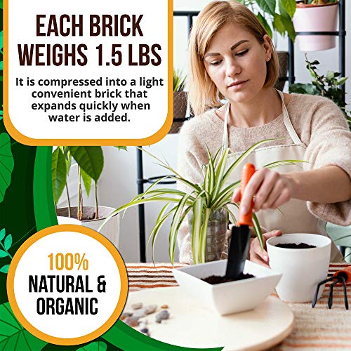 Coco Coir Bricks 5 Pack, Coconut Coir for Plants, Compressed 650g Each - view 5