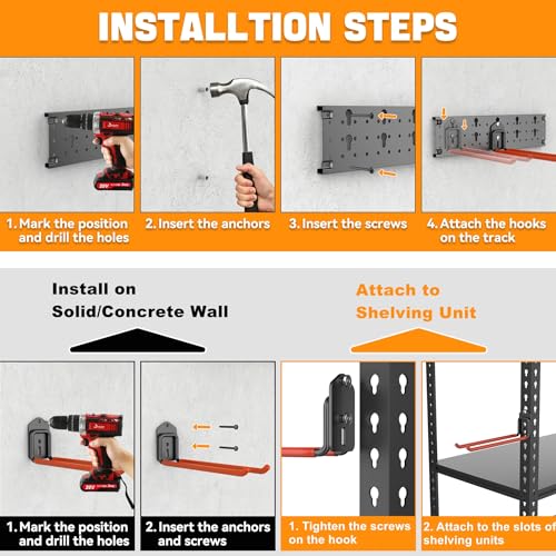 Garden Tool Organizer Wall Mount, Garage Folding Chair Storage Rack - view 5
