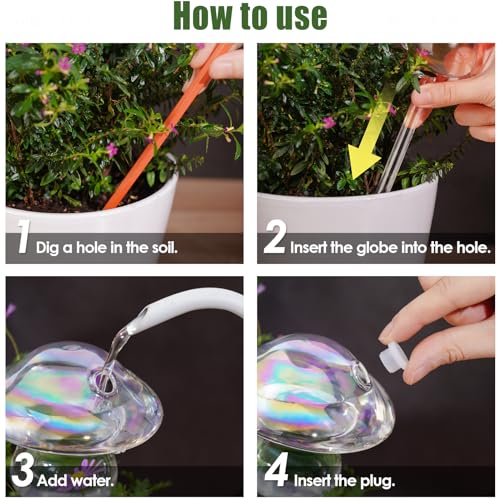Self Watering Globes Mushroom Glass Bulbs Set of 3, Indoor Outdoor - view 7