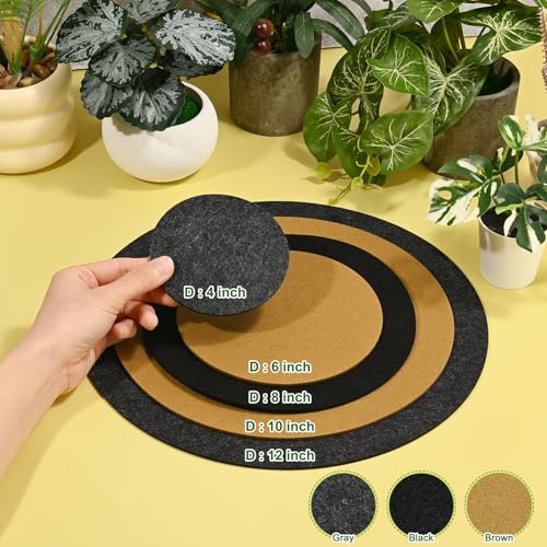 3-Pack Plant Coasters Mat Reversible, 6 Inch Felt Round Absorbent Fabric Plant Pot Saucers for Gardening/Indoor/Outdoor Pots, Waterproof Coaster Mats [Gray] - view 6