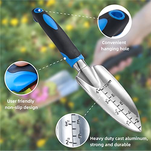 3 Piece Cast Aluminum Gardening Hand Tool Set， Blue - view 5