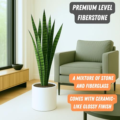 Large Planter for Indoor or Outdoor, White Glossy, 10 Inch - view 2