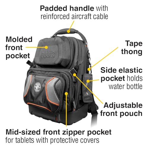 55485 Tool Bag Backpack, 48 Pockets, Black/Orange/Gray - view 3