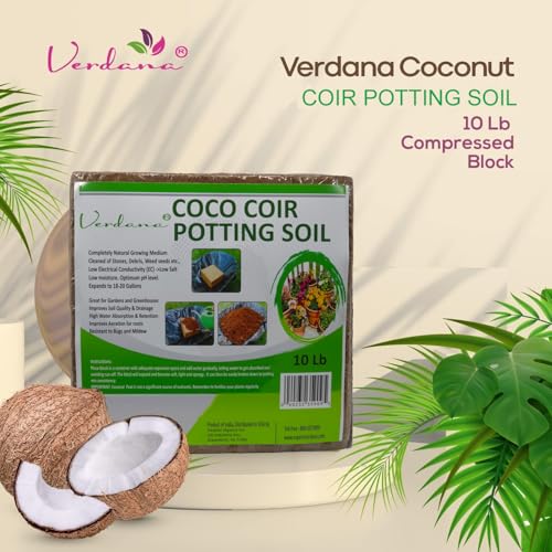 Coco Coir Potting Soil Brick - 10 lb Compressed Coconut Coir Block, Expands to 72 Quarts / 18 Gallons, Peat Moss Alternative for Seed Starting, Raised Beds, Potting Mix & Houseplants - view 2