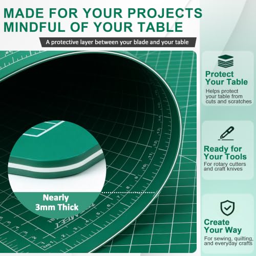 Density-upgraded 24" x 36" Large Self Healing Sewing Mat, Rotary Cutting Mat 5-Ply Cut Board for Crafts Hobby Project, Scale Size 24" x 36", A1, Green - view 3