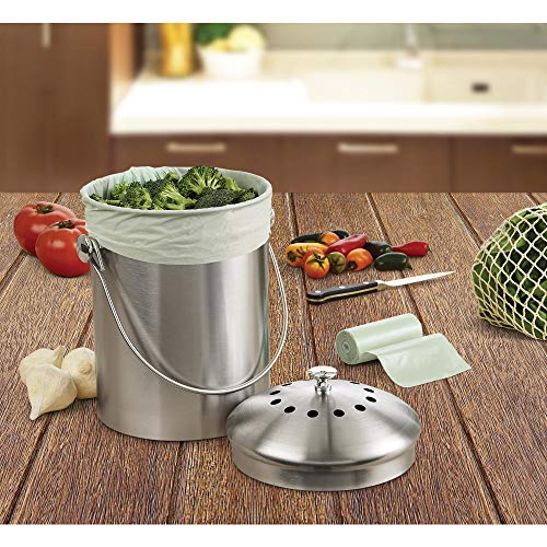 HIC Kitchen Natural Plant-Based Compost Bags, Biodegradable, Compostable, Set of 50 - view 5