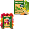 Luffa & Zinnia Dahlia Seed Pack – 564+ Heirloom 𝗡𝗢𝗡-𝗚𝗠𝗢 USA Seeds | Grow Loofah Sponges & Colorful Pollinator Flowers | Easy Garden Kit for DIY & Outdoor Planting