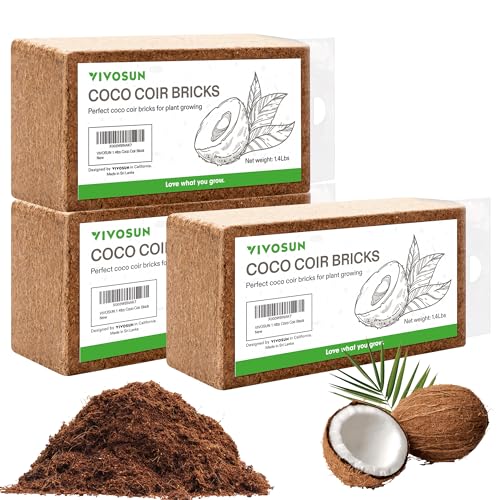 3 Pcs Coco Coir Brick, 1.4lbs 100% Natural Organic Coconut Fiber