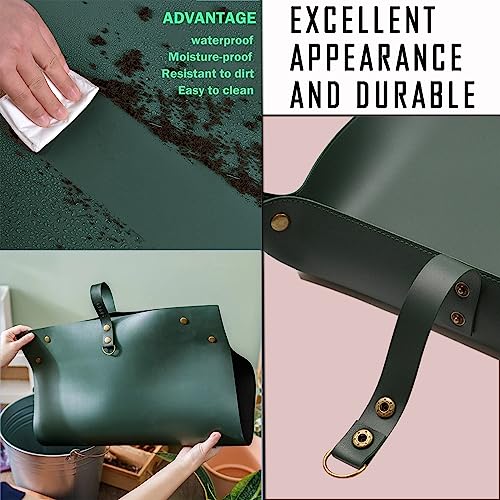 Thickened Leather Plant Repotting Mat, Indoor and Outdoor Potting Mat, 30" x 18" Foldable Tray with Mess Control (Dark Green) - view 3
