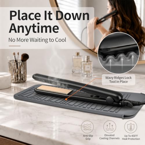 Silicone Heat Resistant Mat for Hair Iron, 11 x 5 inch, Grey, 1 Pack - view 4