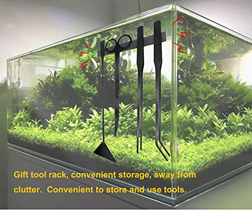 4Pcs Aquascaping Tools Kit, Long Stainless Steel Aquarium Plant Tools with Black Anti-rust Coating, Aquarium Tweezers, Scissors, and Scrapers for Aquascaping Cleaning（Magnetic Tool Holder） - view 6