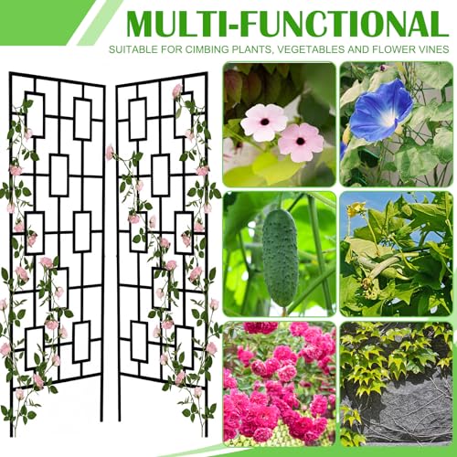 2 Pcs Garden Trellis 78x23 Inch Black Metal for Climbing Plants - view 4