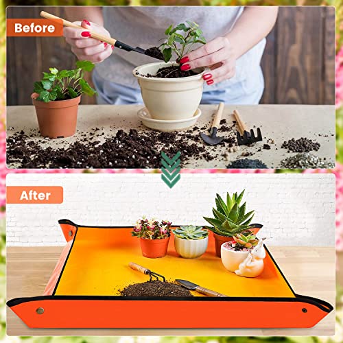 Repotting Mat for Indoor Plant Transplanting & Potting Soil Mess Control, 26.8" X 26.8" Portable Potting Tray Succulent Plant Mat Indoor Gardening Tools Gardener Gifts Plant Gift for Plant Lovers - view 2