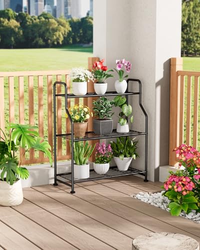 Metal Plant Stand Indoor & Outdoor, 27" Wide - 3 Tier, Black - view 5