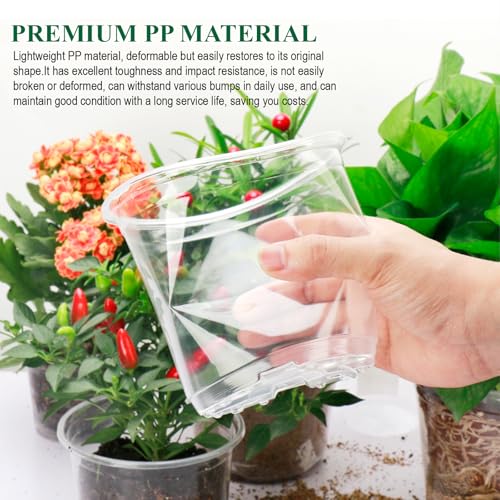 Clear Nursery Pots with Drainage Holes-36 Pack 3/4/5Inch Transparent Plastic Plant Pots for Seed Starting, High Visibility Root Growth Monitoring&36Plant Labels (Transparency-no Lid, 3/4/5in-36p) - view 5