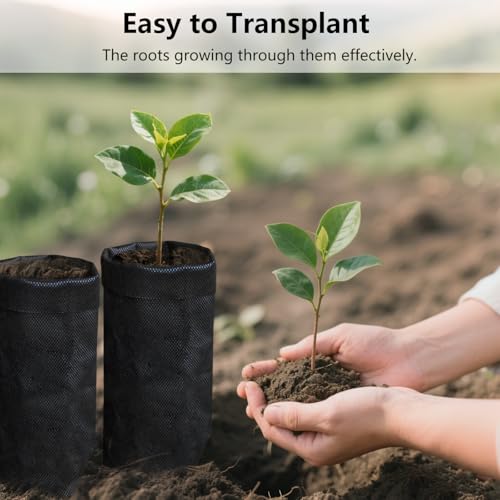 50 Pcs 13.5" H Deep Nursery Grow Bags, Non-Woven Plants Pots Container for Starting Deep Rooted Plants Vegetable, Flower, Seedling Tree, Black - view 4