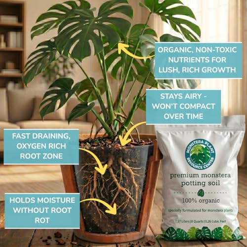 Organic Monstera Potting Soil, Quick-Draining Aroid Mix, Large 7.5L Bag - view 2