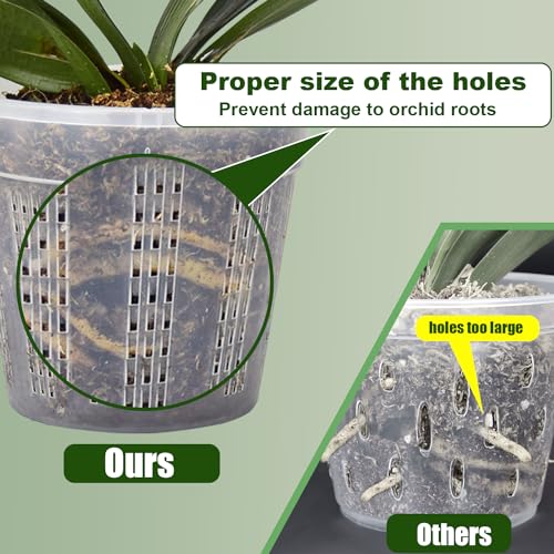 Orchid Pot with Saucers, 6 Pack Orchid Pots with Holes, 2 Each of 4.3",5.5",6.1" Clear Plastic Planter for Indoor Outdoor Plants (2 Each of 4.3,5.5",6.1" with Saucers) - view 4