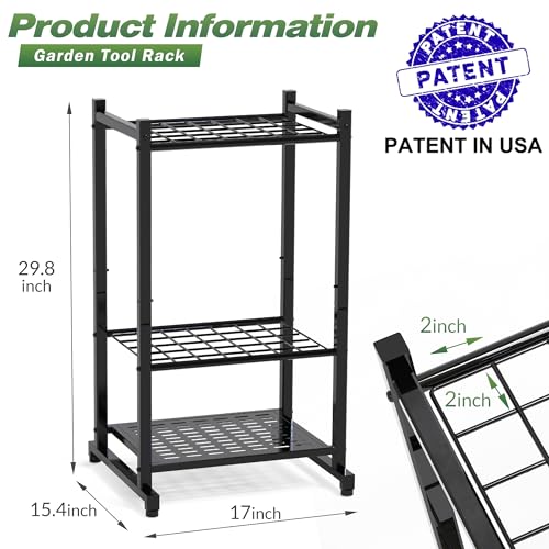 Garden Tool Organizer, Garage Tool Organizer & Garage Organization, Heavy Duty Steel Tool Storage Rack Holds 35 Rakes, Brooms Tools, Broom Holder and Mop Holder, Shed Organizer for Home Organization - view 2