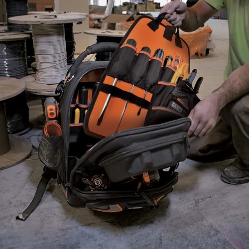 55485 Tool Bag Backpack, 48 Pockets, Black/Orange/Gray - view 6