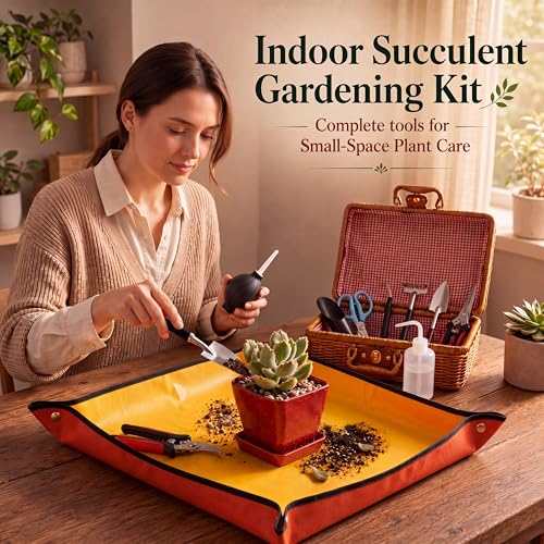 Succulent Tools w/Basket & Repotting Mat, Indoor Plant Care Gift for Women - view 7