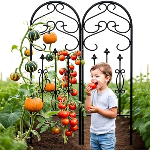 4 Pack Large Garden Trellis for Climbing Plants Outdoor 60” x 18” Iron Plant Trellis for Potted Plant Support Tall Wall Metal Trellis Rose Vine Cucumber Bronze - view 5